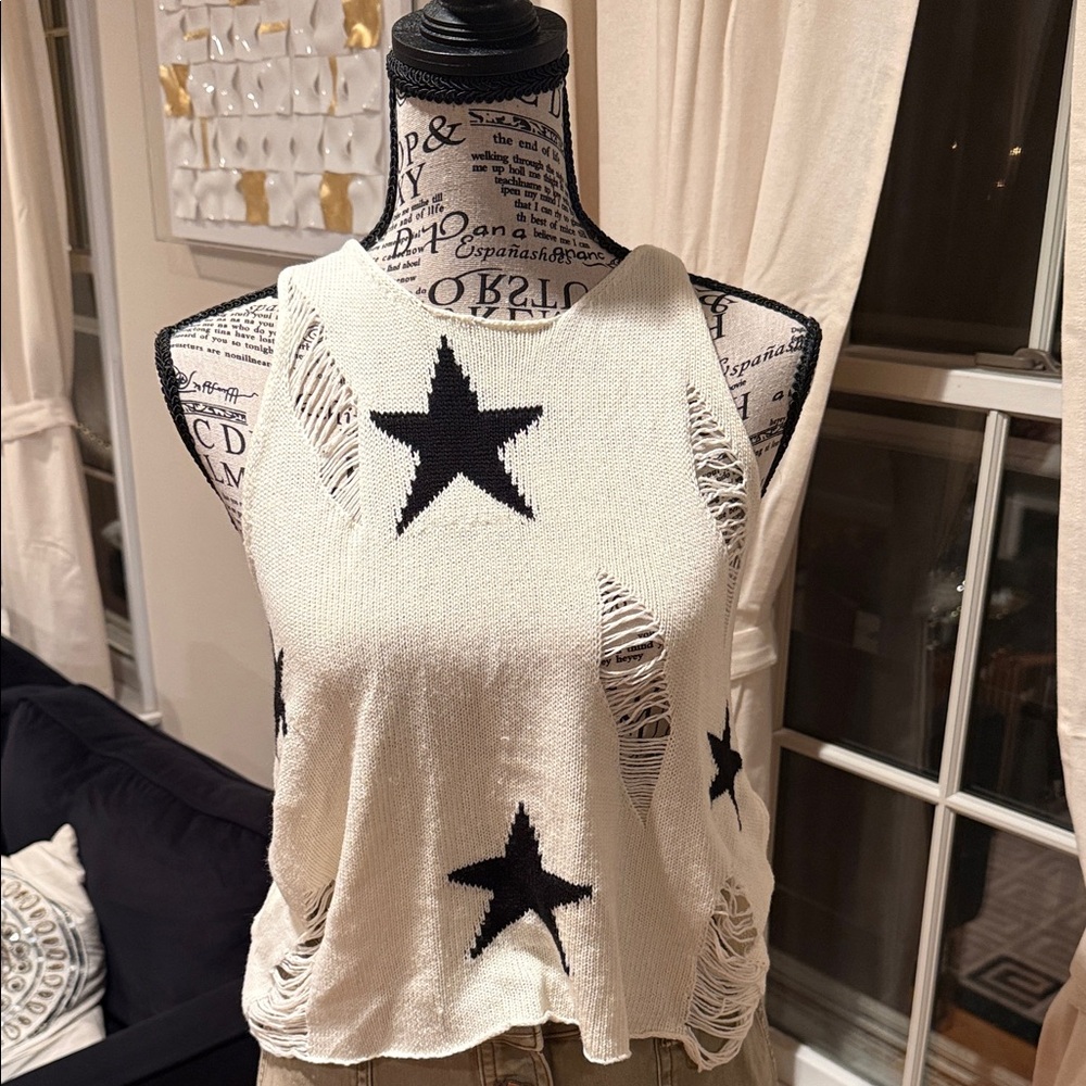 Rehab Star Patterned White Tank Top